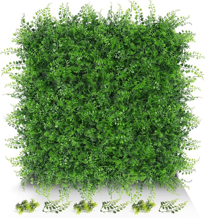 8Pcs Artificial Grass Wall Panels,20"x20" Boxwood Wall Panels | UV-Anti Fake Plant Wall, Faux Greenery Backdrop, Green Grass Wall Decor, Evergreen Hedge for Outdoor Indoor Patio Garden by EverNature