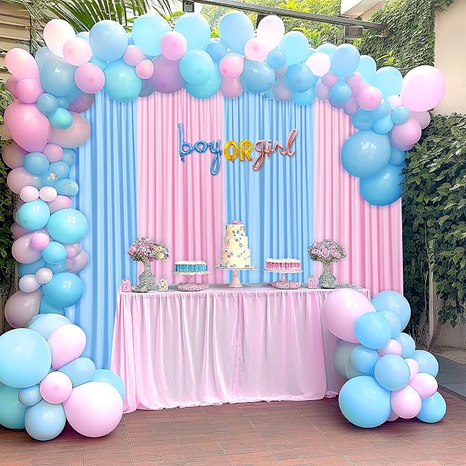 20ft × 8ft Wrinkle Free Baby Blue Backdrop Curtain for Boy Birthday Party, 4 Panels 5×8ft Soft Silky Polyester Blue Photo Backdrop Drapes for Baby Shower Gender Reveal Wedding Photography - Image 7