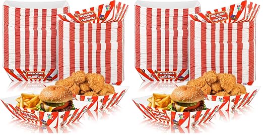 Tenceur 100 Pcs Carnival Paper Food Trays Disposable Boats 2 lb (Pack of 2) by Tenceur