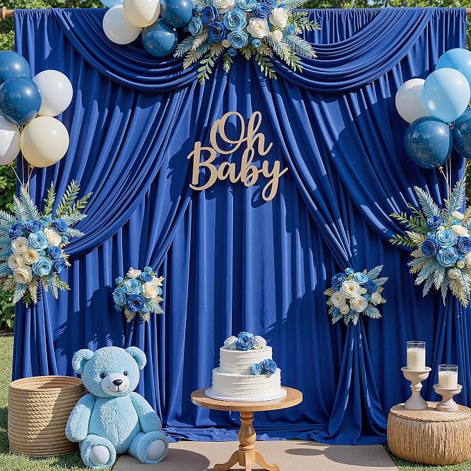 10x10ft Royal Blue Backdrop Curtains for Parties, 2 Panels 5x10ft Wrinkle-Free Polyester Background Curtains for Wedding, Birthday, Baby Shower,Graduation, Decorations - Image 2