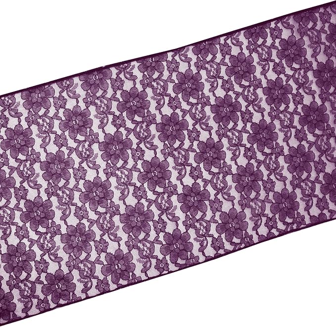 Zen Creative Designs 10 Pack Floral Lace Table Runner Sheer Lace Event Party Wedding Table Decor (12" by 120", Plum) - Image 2