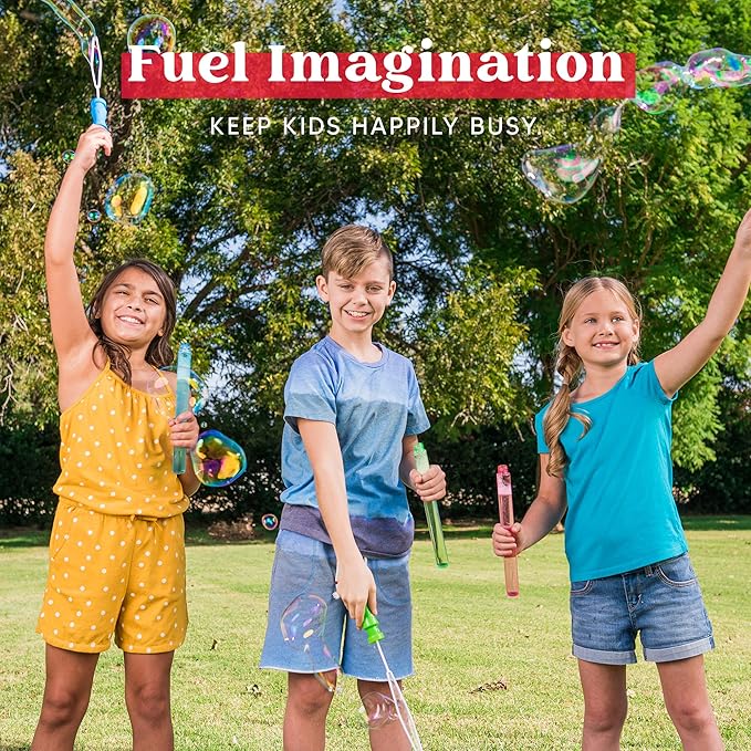 JOYIN 14.6’’ Big Bubble Wands for Kids, 6 PCS Bubble Wand with Refill Solution for Summer Toy Party Favor, Outdoors Toy Activity, Easter Basket Stuffers, Birthday Gift