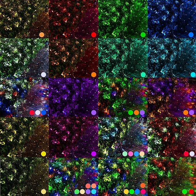 Dazzle Bright Smart Christmas 360 LED Net Lights, 12FT x 5FT RGB Color Changing String Lights Clear Wire with Remote & APP Control, Christmas Decoration for Indoor Outdoor Xmas Party Yard Garden Decor