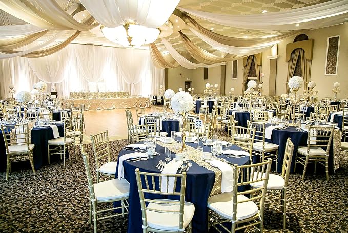 fani 10 Packs Navy Blue Round Tablecloth - 120 Inch, Polyester | Table Cloth for Round Tables, Washable Fabric, TableCovers for Wedding, Party, Banquet, Dining Tables, Camping - Image 6