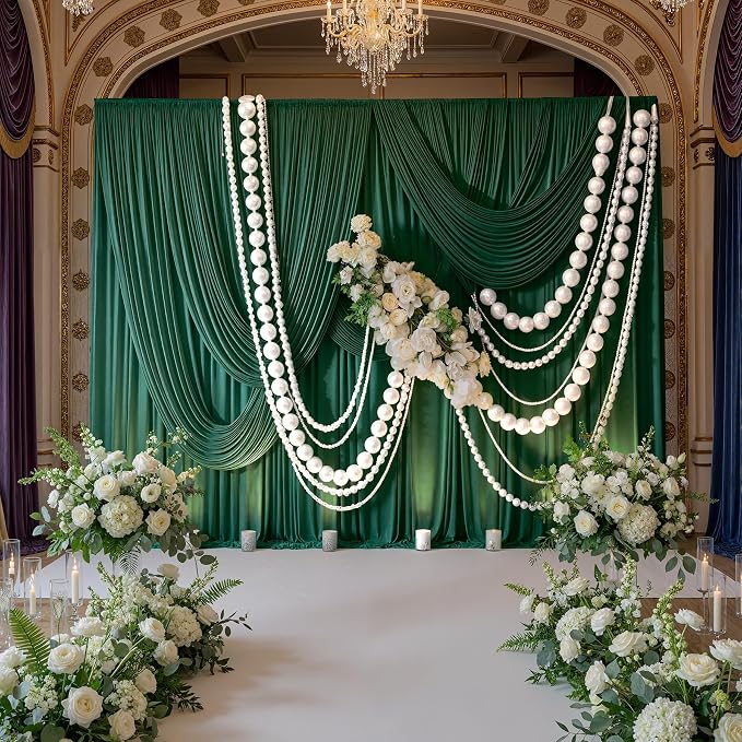 40ft x 10ft Wrinkle Free Hunter Green Backdrop Curtains for Parties, 8 Panels Polyester Green Photo Backdrop Drapes for Wedding Jungle Birthday Party Photography Background Stand - Image 5