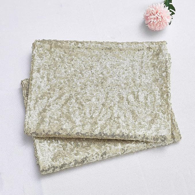 Champagne Sequin Table Runner 12 Pack 12''x108 Glitter Table Runner - Image 5
