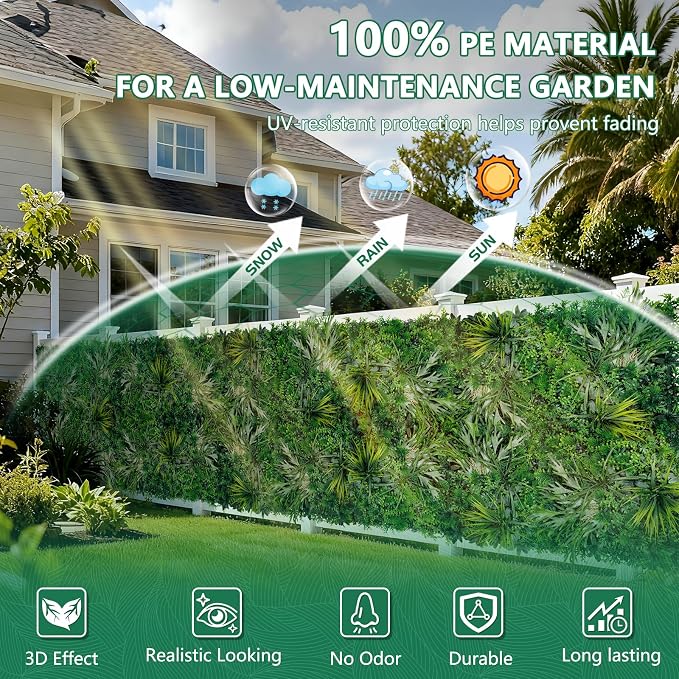 40"X120" Grass Wall, Boxwood Panels UV-Protected Faux Grass Backdrop Wall,Greenery Privacy Hedge Screen for Outdoor Garden Patio, Indoor Party Balcony Fence Decor - Image 3