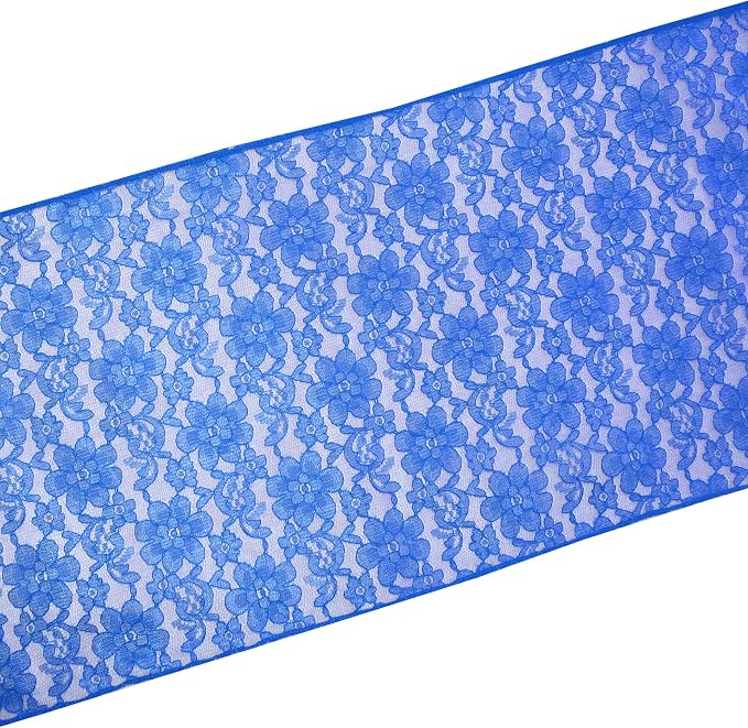 Zen Creative Designs 10 Pack Floral Lace Table Runner Sheer Lace Event Party Wedding Table Decor (12" by 120", Royal Blue) - Image 2