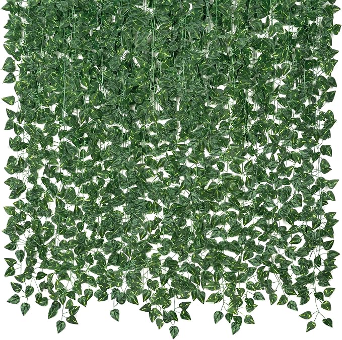 CQURE 14 Pack 98Ft Artificial Ivy Garland, Fake Vines UV Resistant Greenery Leaves Fake Plants Hanging Aesthetic Vines for Home Bedroom Party Garden Wall Room Decor by CQURE