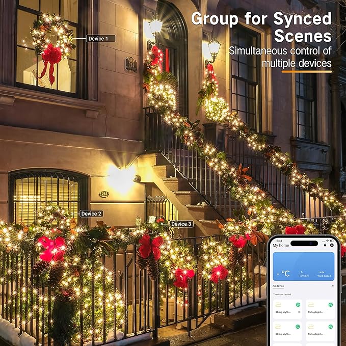 BrizLabs Smart Christmas Lights, 180FT 500 LED Color Changing Christmas Lights with APP/Voice Control, Warm White & Multicolor Xmas Fairy Lights Music Sync Tree Lights Dimmable for Indoor Outdoor Home