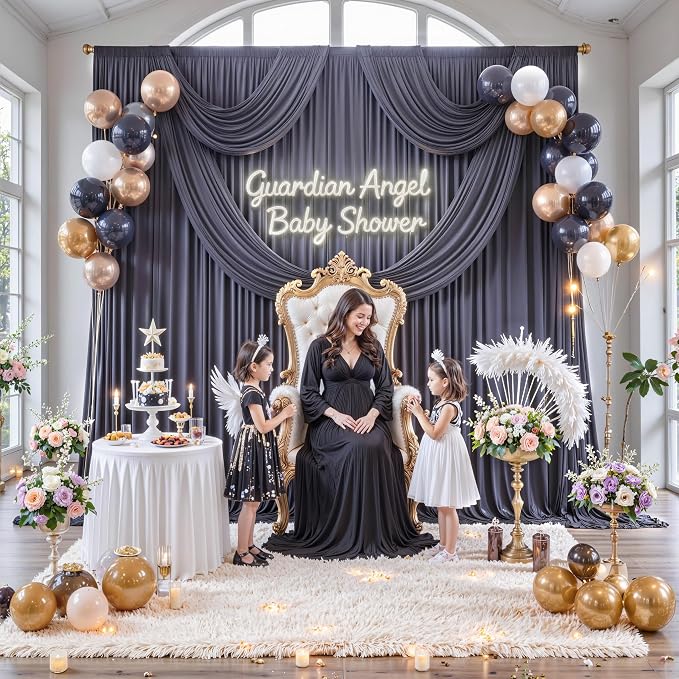 30 ft x 10 ft Wrinkle Free Charcoal Backdrop Curtain for Parties, Dark Grey Polyester Photo Backdrop Drapes for Baby Shower Wedding Engagement Birthday Party Backdrop Stand,5ft x 10ft 6 Panels - Image 8