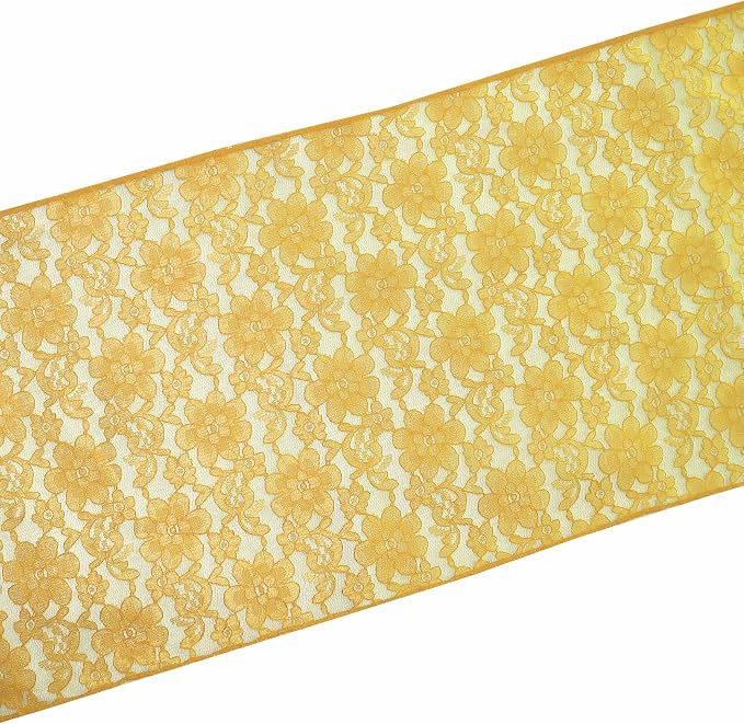 Zen Creative Designs 10 Pack Floral Lace Table Runner Sheer Lace Event Party Wedding Table Decor (12" by 144", Marigold) - Image 2