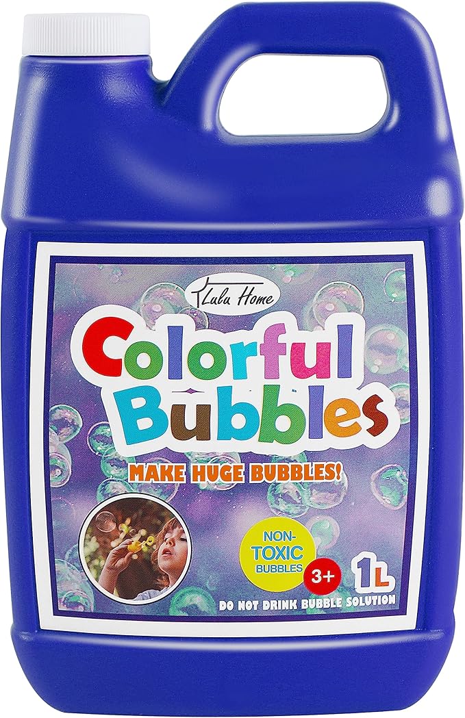 Lulu Home Concentrated Bubble Solution, 1 L/ 33.8 OZ Refill for Bubble Machines, Giant Wands, and Blowers - Up to 2.5 Gallons for Kids' Birthday Parties