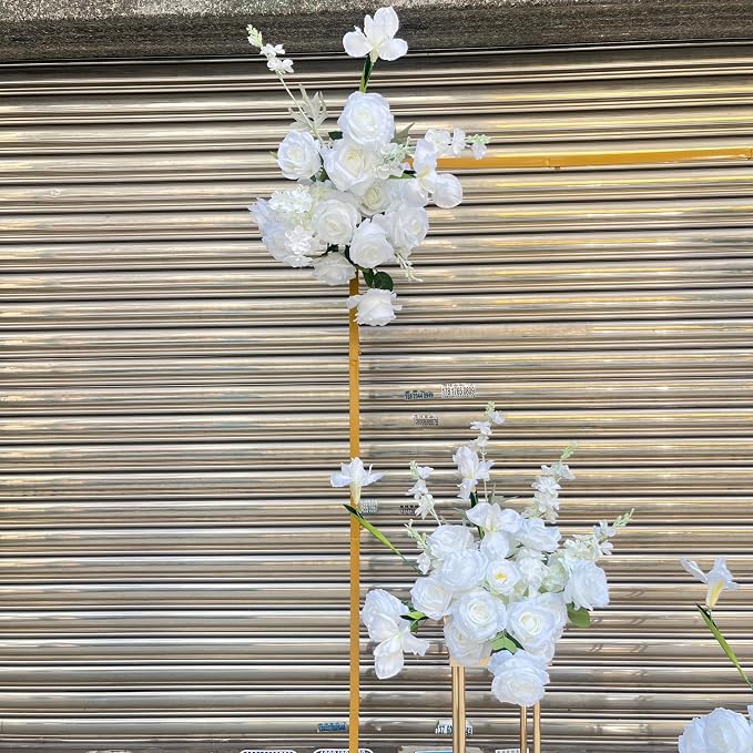 2 Pieces of White Roses, Wedding Arch Hanging Flower Center piece | Pure white flower arrangement, banquet stage layout, bridal aisle decoration, arched flower splicing - Image 7