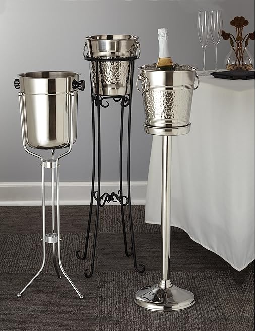 American Metalcraft WB9 Hammered Stainless Steel Champagne Service Bucket, Silver, 5-Quart