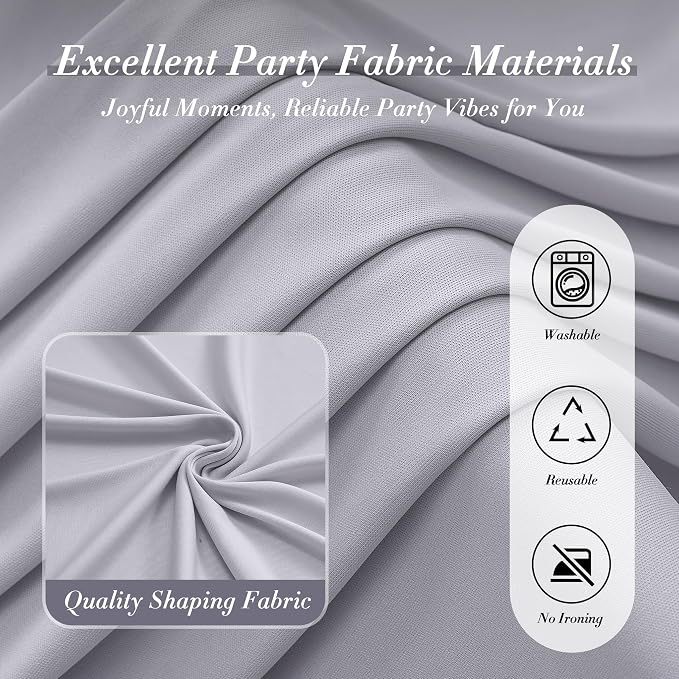 40 ft x 10 ft Wrinkle Free Silver Backdrop Curtain for Parties, Polyester Silver Grey Backdrop Drapes 8 Panels 5x10ft for Baby Shower Photoshoot Engagement Wedding Birthday Photography Background - Image 4
