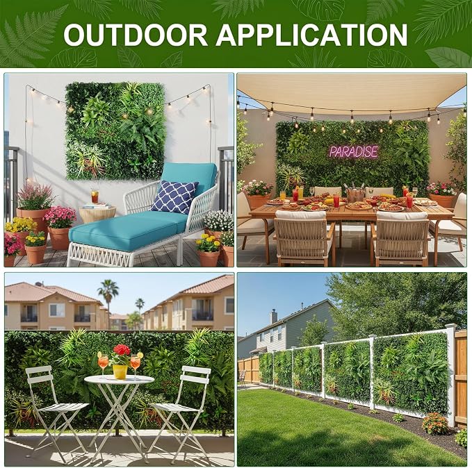 Artificial Grass Wall Panels, 40"x40" Greenery Wall Boxwood Panels, UV-Anti | Faux Grass Ivy Privacy Screen Fence, Grass Wall Backdrop for Indoor Outdoor Garden Patio Backyard Green Wall Decor - Image 8
