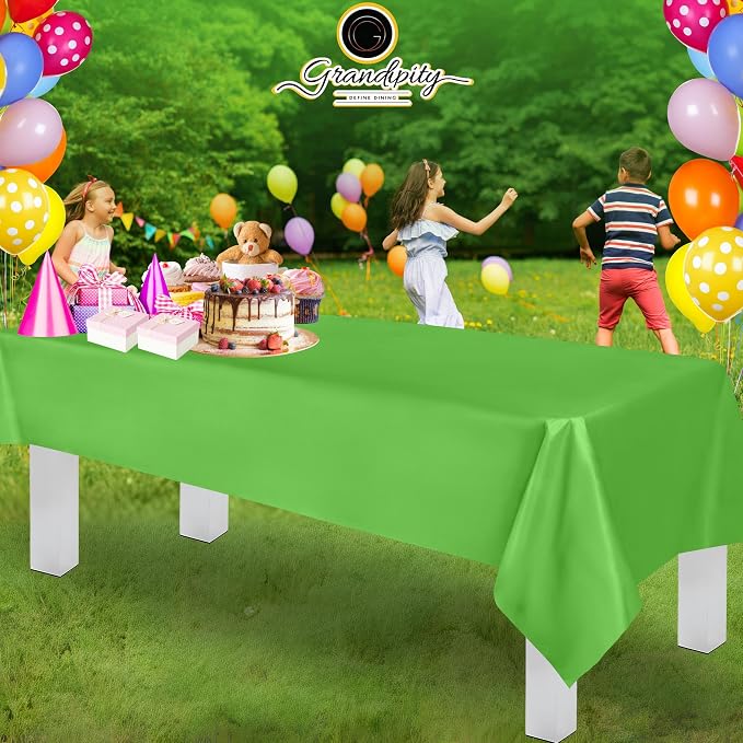 Grandipity Plastic Table Cloth Disposable 12 Pack 54” x 108” Rectangle | Lime Green Plastic table covers, durable disposable tablecloths, fade and tear-resistent table cover for party, event - Image 7
