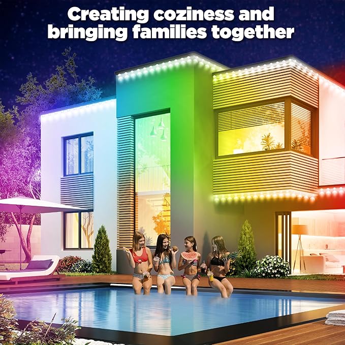 RGB Permanent Outdoor lights, 300FT Smart LED Eaves Lights with APP/Remote Control, IP67 Waterproof Outdoor Lights for House - Ideal for Christmas, Halloween, Party, Garden, Patio Home Decoration