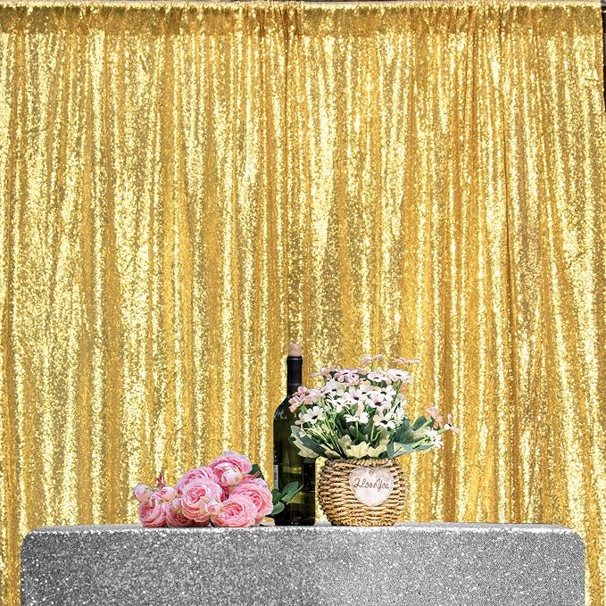 Gold Sequin Backdrop Curtains 4 Panels 2FTx8FT - Image 7