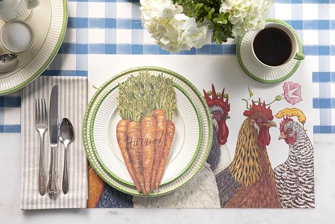 Chicken Paper Placemats for Dining Table - Disposable Square Paper Placemats for Spring Summer Parties - Vicki Sawyer Designed - American Made 18 Sheets per Pad - Image 5