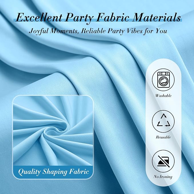 30 ft x 10 ft Wrinkle Free Baby Blue Backdrop Curtains for Parties, 6 Panels 5 ft x 10 ft Polyester Light Blue Photo Backdrop Drapes for Birthday Wedding Party Baby Shower Photography - Image 7