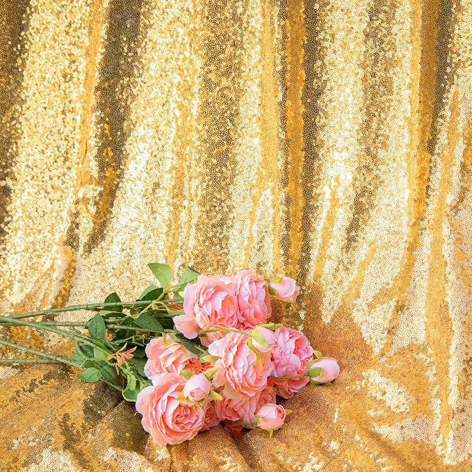 2x8FT Gold Sequin Backdrop Curtain for Party Decorations - Image 2
