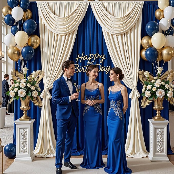 10x10ft Royal Blue Backdrop Curtains for Parties, 2 Panels 5x10ft Wrinkle-Free Polyester Background Curtains for Wedding, Birthday, Baby Shower,Graduation, Decorations - Image 7