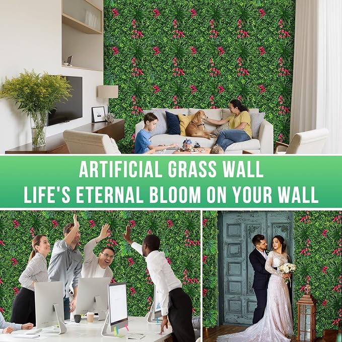 Grooy Artificial Boxwood Panels, 12PCS 20"x20" Fake Grass Wall Decor | Privacy Hedge Fence Screen, UV Protection Greenery Backdrop, Odorless, Realistic, Outdoor Garden Backyard Decoration - Image 5