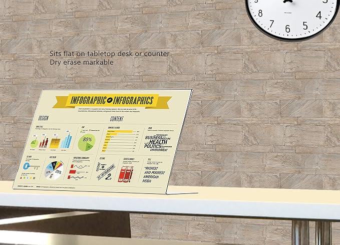 Marketing Holders 6 Pack Sign Holder 17" x 11" Clear Acrylic Horizontal Lanscape Advertisement Promotional Flier Frame Slanted Desk Literature Photo Picture Holder Display Place Card Signage Display - Image 6