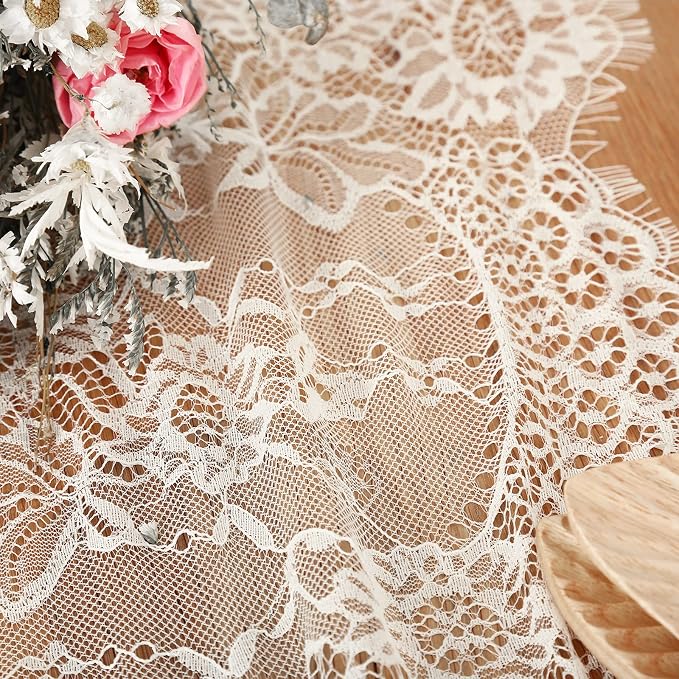 Lace Table Runners Farmhouse Chic Runner 14x120 Inch Rustic Wedding Ivory - Image 7