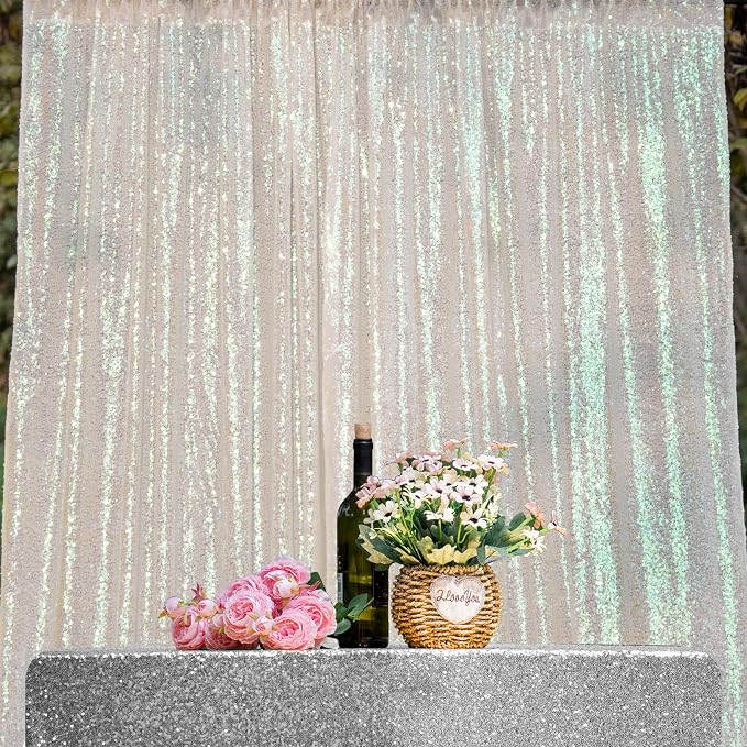 Iridescent Sequin Backdrop Curtains 4 Panels 2FTx8FT - Image 7