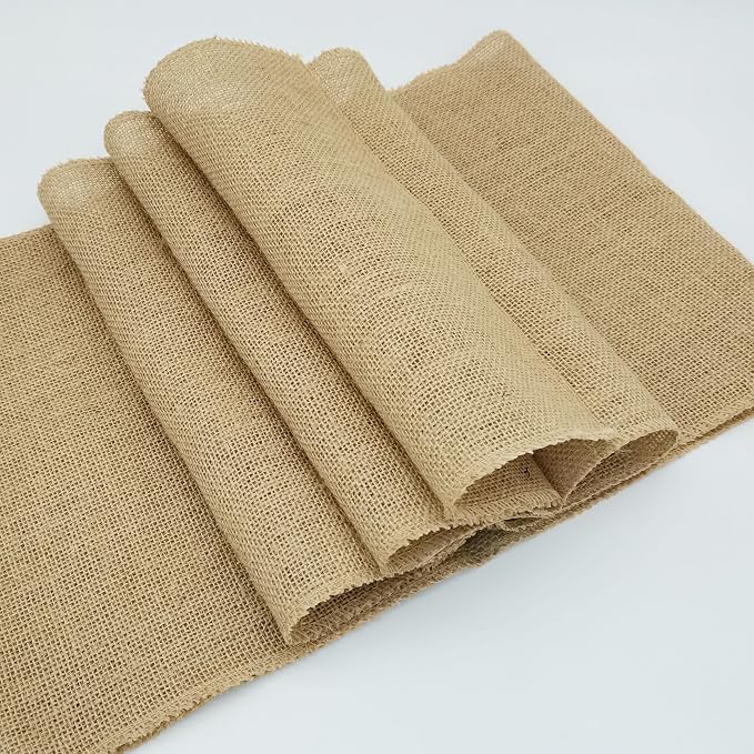 6 Pack 12 x 120 Inch Burlap Table Runners, Natural Rustic Jute Runner Bulk for Western Wedding Decorations,Farmhouse Style Party,Thanksgiving,Kitchen Coffee Decor Cover Yellow - Image 6