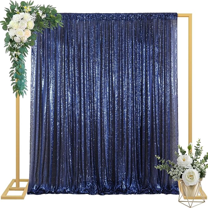 ShinyBeauty Navy Sequin Backdrop 4x10ft, 2 Pack, Wedding - Image 6