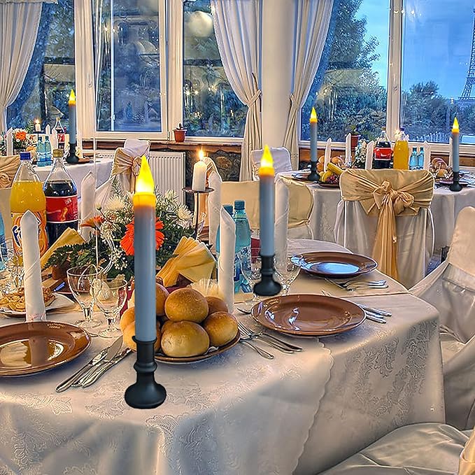 LINCOUNTRY. Battery Operated Window Candles Dusk to Dawn, Christmas Window Battery Operated Taper Candles with Timer, LED Candlesticks with Holder for Halloween Home Décor