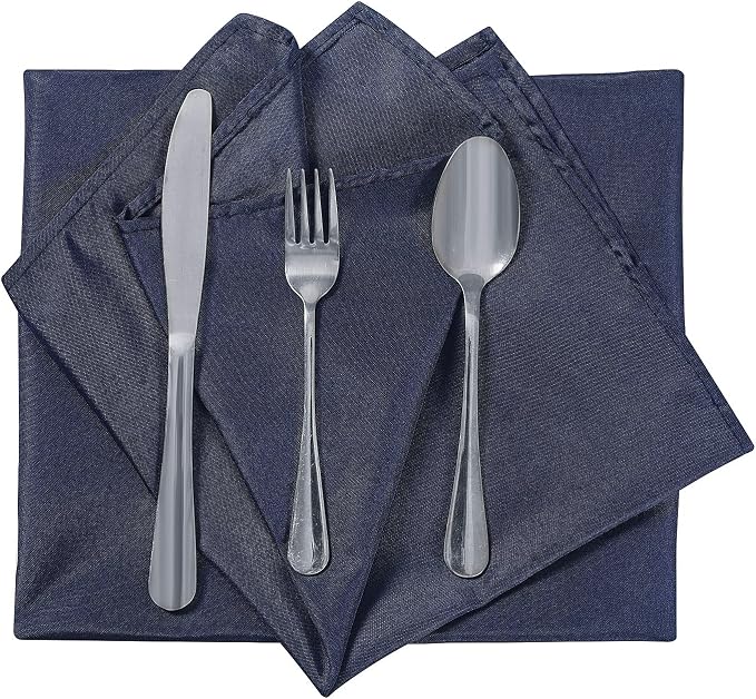 Cloth Napkins 20x20 inch Washable Polyester Dinner Napkins Soft Table Napkins for Wedding Party Dining Banquet(Navy,25PCS) - Image 4