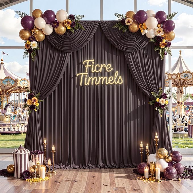 40 ft x 10 ft Wrinkle Free Brown Backdrop Curtain for Parties, Wedding Brown Photo Backdrop Drapes, Fabric 8 Panels 5ft x 10ft for Baby Shower Photoshoot Engagement Birthday Photography Background - Image 9