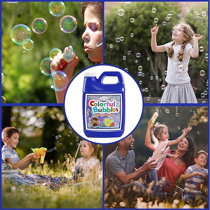 Lulu Home Concentrated Bubble Solution, 1 L/ 33.8 OZ Refill for Bubble Machines, Giant Wands, and Blowers - Up to 2.5 Gallons for Kids' Birthday Parties