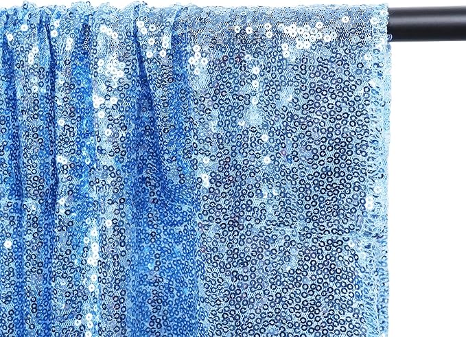 Poise3EHome Baby Blue Sparkly Sequin Backdrop Curtain 2 PCS 5FT x 10FT - Image 4