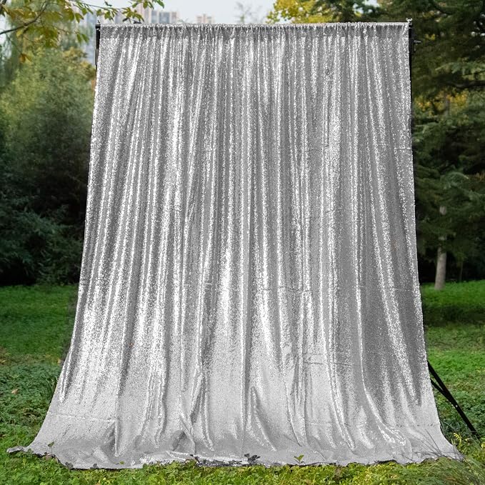 Silver Sequin Backdrop Curtains 4 Panels 2FTx8FT - Image 8
