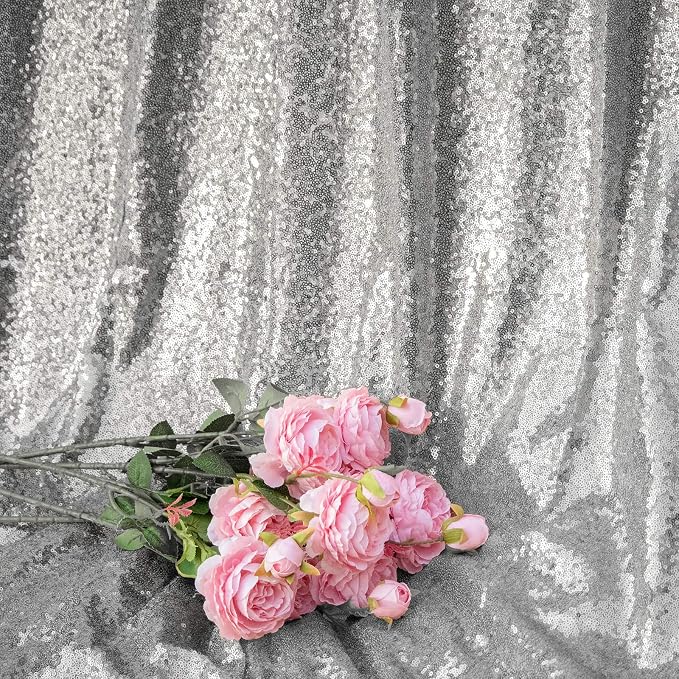 Silver Sequin Backdrop Curtains 4 Panels 2FTx8FT - Image 9