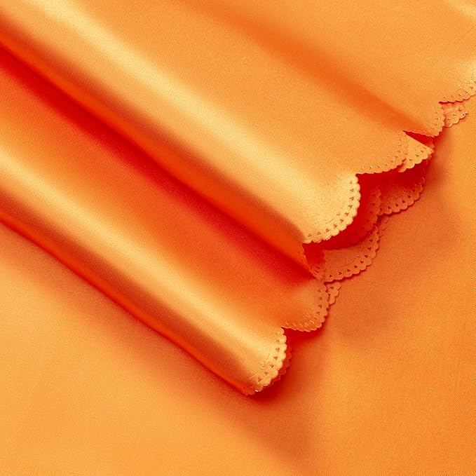 1 Pack Rectangle Satin Tablecloth 60 x 84 Inches Table Cover, Bright Overlay Table Cloth Silky Smooth Fabric Tablecloth Table Decor for Wedding Banquet Table Decoration, Orange