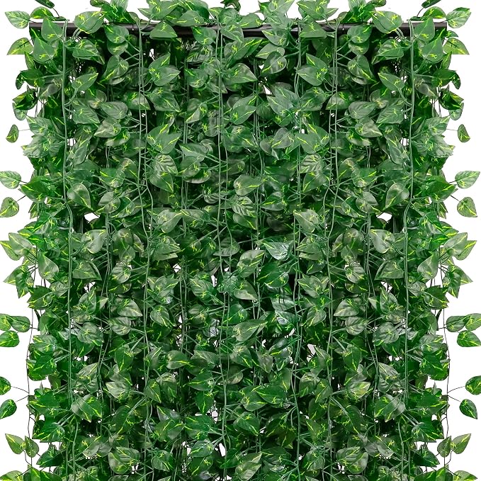 48 Pack 336 Feet Fake Greenery Hanging Garland, Artificial Ivy Leaf Plants, Vine Leaves, Flowers Foliage for Bedroom Garden Wall Decor by Unknown