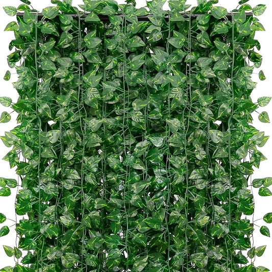 48 Pack 336 Feet Fake Greenery Hanging Garland, Artificial Ivy Leaf Plants, Vine Leaves, Flowers Foliage for Bedroom Garden Wall Decor by Unknown