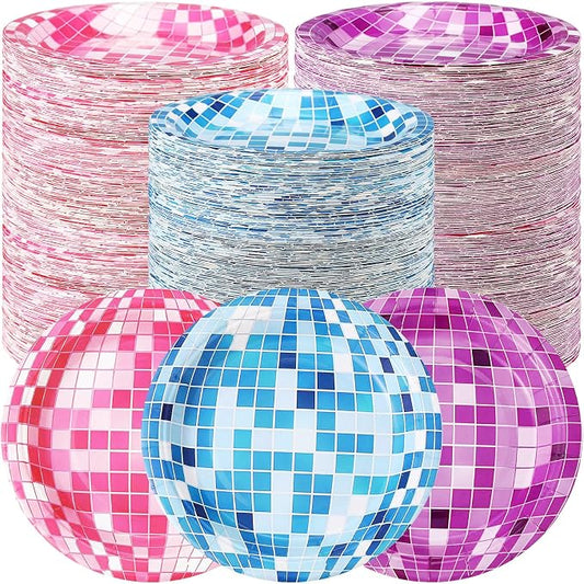 FillTouch 200 Pack 7 Inch Disposable Paper Plates for Everyday Use Soak Proof Heavy Duty Small Paper Plates for Dinner Picnic, Cut Proof Plate for Holiday Party Family Gatherings (Colorful Disco) by FillTouch