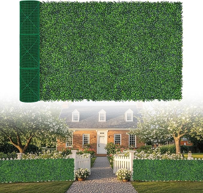 Artificial Boxwood Roll,60x140 in(58 sqft) UV-Anti Faux Ivy Grass Wall | Boxwood Panels, Fake Greenery Backdrop for Balcony Privacy, Green Wall Decor for Garden, Patio, Backyard by EverNature