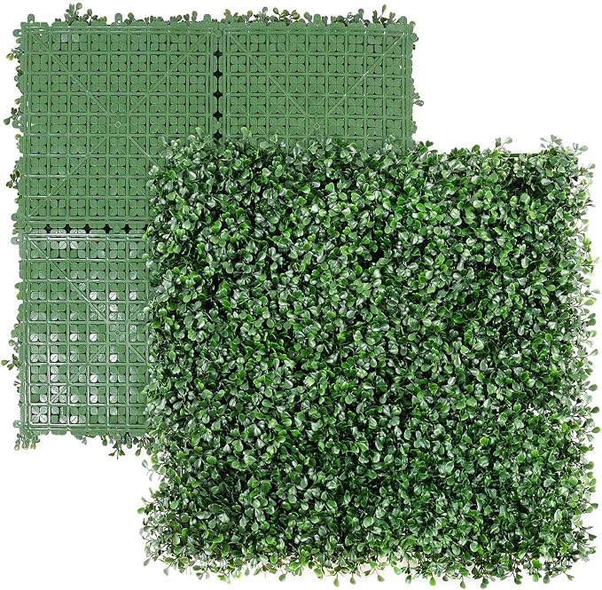 NatraHedge 20"" X20'' (12 Pack) Artificial Green Grass Wall Decor, (33SqFt) | Hedge Leaf Boxwood Roll Panels for Indoor, Outdoor, Garden And Balcony Privacy Fence Screen | UV Resistant | Easy Install by NatraHedge