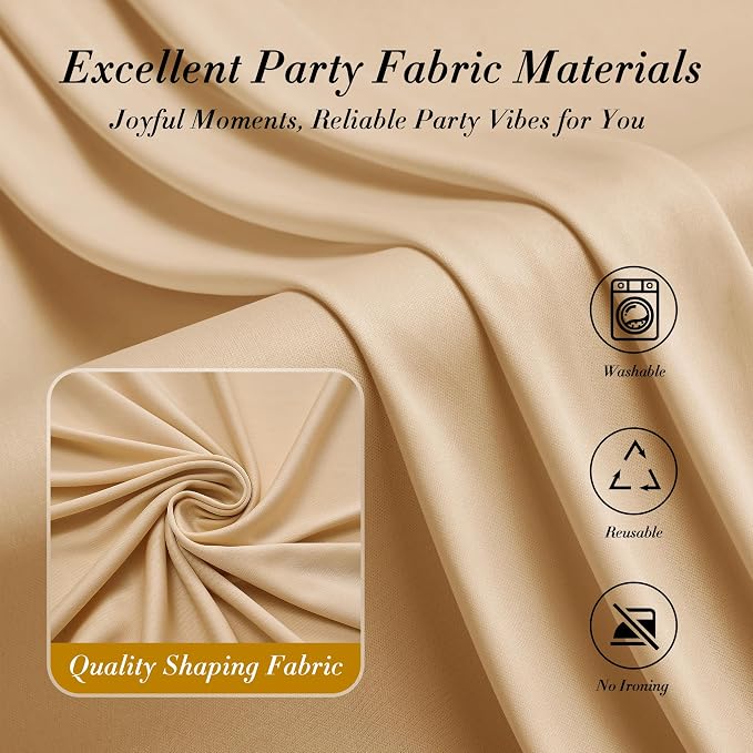 10 ft x 10 ft Wrinkle Free Champagne Backdrop Curtain for Parties, 2 Panels 10ft Polyester Champagne Photo Backdrop Drapes for Graduation Birthday Wedding Party Stage Curtains - Image 6