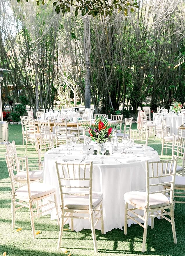 12 Pack White Round Tablecloths, 120 Inch Polyester Table Cloth - Image 7