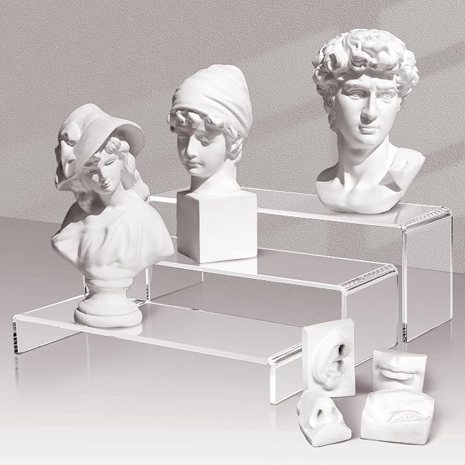 2 Set Large Acrylic Clear Display Risers, 3 Sizes 12" Rectangular Showcase Collectibles Display Shelf, 5mm Thick Desktop Display Stand Holder for Figures, Jewelry, Perfume, Toys - Image 5